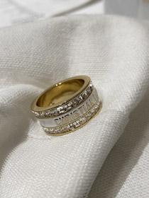 Dior double row diamond enamel letter ring-3953